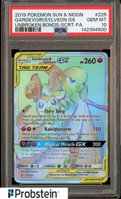 2019 Pokemon Sun & Moon Unbroken Bonds Scrt FA #225 Gardevoir Sylveon Gx PSA 10 - Image 1