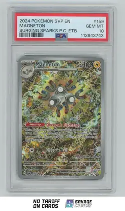 2024 Pokemon Center Scarlet & Violet Surging Sparks ETB Magneton PSA 10 #159 - Image 1