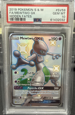 2019 POKEMON SUN & MOON HIDDEN FATES #SV59 FULL ART/MEWTWO GX PSA 10 - Image 1