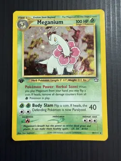 Pokemon Meganium 10/111 Neo Genesis 1st Edition Holo Rare UNPLAYED - Image 3