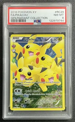 PIKACHU PSA 8 2016 POKEMON GENERATIONS #RC29/RC32 RADIANT COLL FA FULL ART 9744 - Image 1