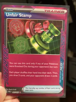 Unfair Stamp 165/167 Twilight Masquerade Pokemon TCG Ace Spec NM/M PACK FRESH 🧼 - Image 1