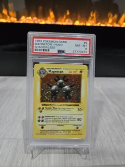 1999 Pokemon Base Set SHADOWLESS Holo Magneton #9 ⚡ PSA 8 NM-MT - Image 1