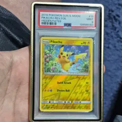Pokemon TCG Pikachu 19/68 Hidden Fates Reverse Holo 2019 PSA 9 - Image 1