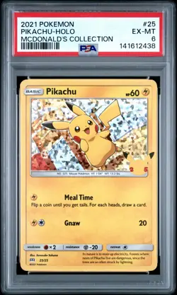 2438 Pikachu 2021 Pokemon McDonald's 25th Anniversary SE #25 Foil PSA 6 - Image 1