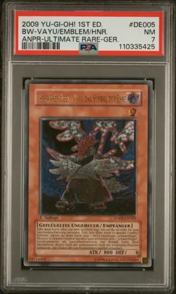 2009 Yu-Gi-Oh! 1st Edition Ultimate RARE German Vayu Das Emblem PSA 7 NM - Image 1