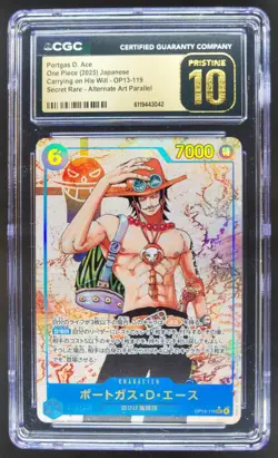 2025 ONE PIECE JP PORTGAS D ACE SECRET RARE ALT ART OP13-119 CGC 10 PRISTINE RC7 - Image 1