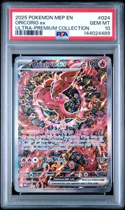 2025 POKEMON MEP EN-ME BLACK STAR PROMO 024 ORICORIO ex ULTRA-PREMIUM PSA 10 489 - Image 1