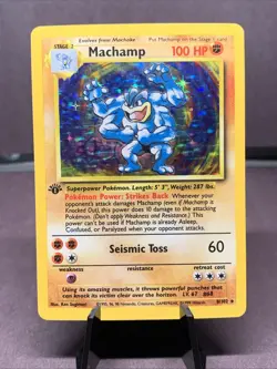 Pokemon TCG Machamp Holo 1st Edition Base Set #8/102 Holo Rare VTG WOTC - Image 1