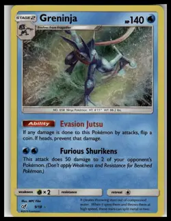 Greninja 9/18 Rare Ultra Detective Pikachu Pokemon Lightly Played - Image 1