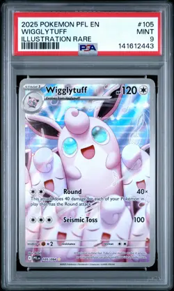 2443 Wigglytuff 2025 Pokemon Phantasmal Flames #105/094 Illustration Rare PSA 9 - Image 1