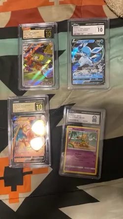 CGC Graded Pokemon TCG Lot 4 Japanese Holo Charjabug Glaceon Charizard Hypno - Image 1