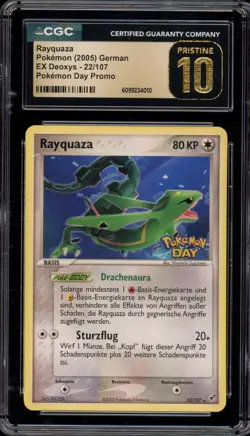 Pokemon Rayquaza Pokemon Day EX Deoxys GERMAN Rare Promo #22 CGC 10 Pristine - Image 1