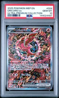 2025 POKEMON MEP EN-ME BLACK STAR PROMO 024 ORICORIO ex ULTRA-PREMIUM PSA 10 487 - Image 1