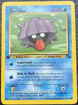 Shellder 54/62 Pokemon TCG 1st Edition Fossil Base Common Light Play LP - Image 1