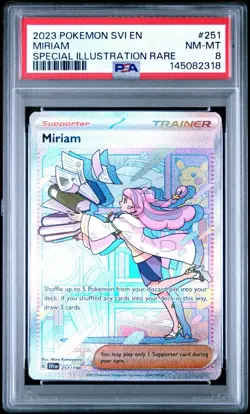 2023 Pokemon Scarlet and Violet Miriam #251 /198 PSA 8 - Image 1