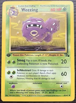 1st Edition Weezing 45/62 Pokemon TCG WOTC Base Set Fossil MINT NM - Image 1