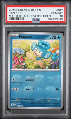 2025 POKEMON BLK EN-BLACK BOLT MASTER BALL REVERSE HOLO #017 PANPOUR PSA 10 - Image 1