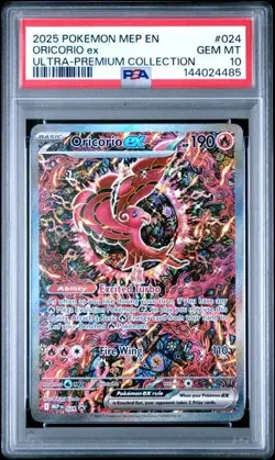 2025 POKEMON MEP EN-ME BLACK STAR PROMO 024 ORICORIO ex ULTRA-PREMIUM PSA 10 485 - Image 1