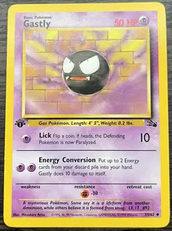 1st Edition Gastly 33/62 Pokemon TCG WOTC Base Set Fossil Light Play LP - Image 1