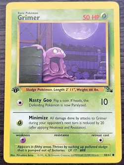 1st Edition Grimer 48/62 Pokemon TCG Fossil Base Set Light Play LP - Image 1