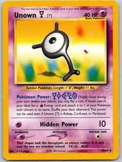UNOWN [Y] POKEMON NEO REVELATION 40/64 UNCOMMON MP - Image 2