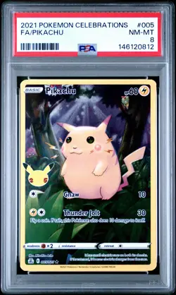 2021 POKEMON CELEBRATIONS #005 FULL ART/PIKACHU PSA 8 - Image 1