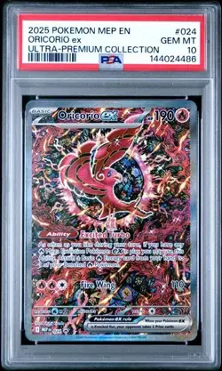 2025 POKEMON MEP EN-ME BLACK STAR PROMO 024 ORICORIO ex ULTRA-PREMIUM PSA 10 486 - Image 1