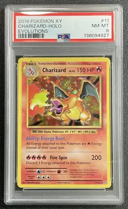 CHARIZARD PSA 8 2016 POKEMON XY EVOLUTIONS #11/108 HOLO 4927 - Image 1