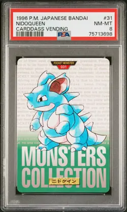 Pokemon Japanese Nidoqueen Bandai Carddass Vending Green No. 031 PSA 8 NM-MT - Image 1
