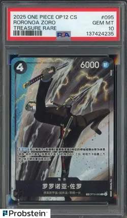 2025 One Piece OP12 S. Chinese Treasure Rare #095 Roronoa Zoro PSA 10 - Image 1