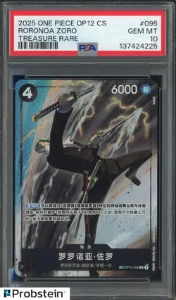 2025 One Piece OP12 S. Chinese Treasure Rare #095 Roronoa Zoro PSA 10 - Image 1