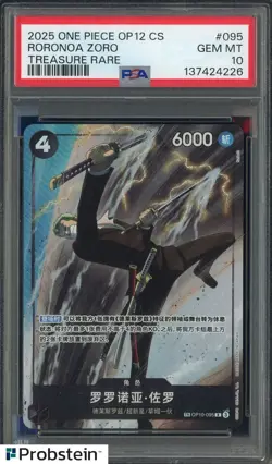 2025 One Piece OP12 S. Chinese Treasure Rare #095 Roronoa Zoro PSA 10 - Image 1