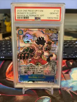 2025 ONE PIECE A FIST OF DIVINE SPEED MANGA ALT ART #118 MONKEY D. LUFFY PSA 10 - Image 1