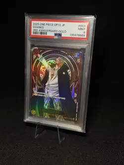 One Piece Shanks OP09-004 3rd Anniversary-Gold Foil JP 2025 PSA 9 - Image 1