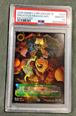 Disney Lorcana # 231 Malicious, Mean and Scary Enchanted PSA Grade 10 - Image 1