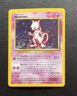 Pokemon TCG Base Set Mewtwo Holo Card 10/102 Vintage Rare LP Unlimited 1999 - Image 1