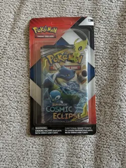 Pokemon TCG Cosmic Eclipse Booster 2-Pack Blastoise Piplup Celebi Pin 10 Cards - Image 1
