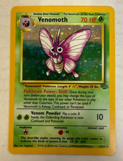Pokemon TCG Card ~ VENOMOTH ~ 13/64 ~ Jungle Set ~ Unlimited ~ Holo Rare ~ 2 - Image 1