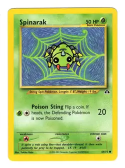 Pokemon TCG Spinarak Neo Discovery 64/75 Unlimited Regular Common Card WOTC NM - Image 1