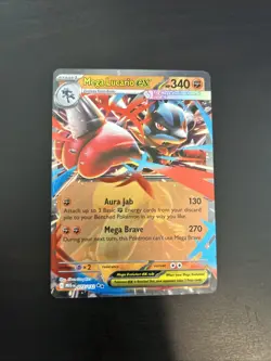 Mega Lucario ex 077/132 Double Rare 2025 Me01: Mega Evolution Pokemon Card NM - Image 1