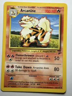 Arcanine Base Set 2 033/130 MP-LP MTG Card - Image 1
