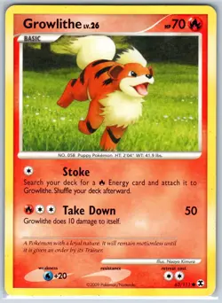 Growlithe Rising Rivals 63/111 MP-LP Pokemon Card - Image 1