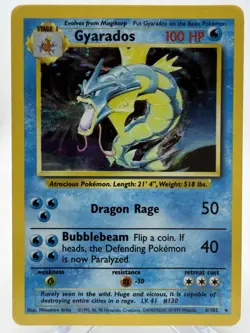 Gyarados 6/102 Base Set Holo Rare Pokemon Card WOTC 1999 - Image 1