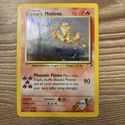 Pokemon TCG Blaine's Moltres Gym Heroes Holo Card 1/132 Unlimited Rare - Image 1