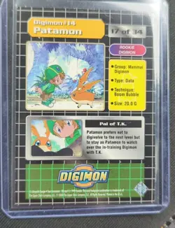 Patamon Holo Digimon Digital Monsters Card 1999 TCG prism 17 Of 34 - Image 2