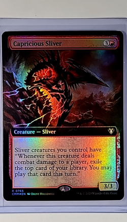 MTG Magic The Gathering Commander Masters Extended Art Foil Capricious Sliver - Image 1