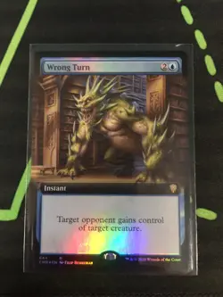 MTG Magic The Gathering Wrong Turn Foil Ext. Art Blue Instant Commander - Image 1