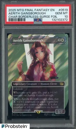 2025 MTG Final Fantasy EN Borderless Surge Foil #0519 Aerith Gainsborough PSA 10 - Image 1
