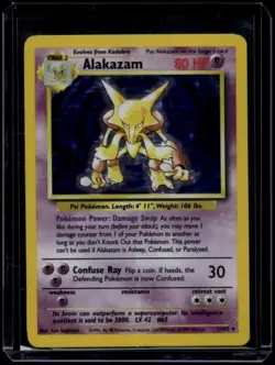 Pokemon TCG Alakazam 1/102 Base Set Holo Rare NM/LP - Image 1